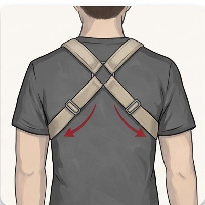 Cross the padded straps behind your back